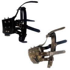 Petnine 寵物訓練用高級皮革嘴套 中大型 Free 2入, 黑色, 金色鱷魚紋, 1套