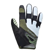 시마노 남성용 트레일 자전거 장갑, 화이트 + 올리브, 1개