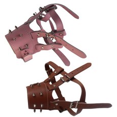 Petnine 寵物訓練用高級皮革嘴套 中大型 Free 2入, 粉紅色, 淺棕色, 1套