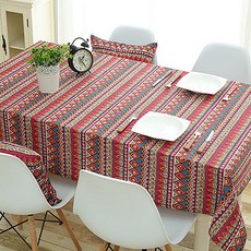 民族風圖騰餐桌布, 紅色, 120*160cm