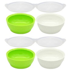 이립스 흘림방지 흡착식기 키즈볼 STAGE3 12개월이상 그릇 4p + 뚜껑 4p, 그린, 화이트, 1세트