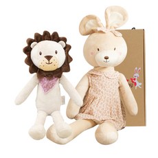 코니베이비 애착인형 아기 백사자 차차 35 랜덤 발송 + 수면 토끼 베순이 75, 혼합 색상, 1세트