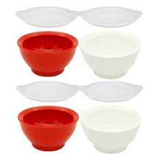 Ilips 防溢出吸附餐具兒童球 STAGE1 4 個月或以上碗 4p + 蓋子 4p, 紅色+白色, 1組
