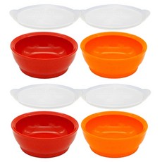 Ilips 防溢出吸附餐具兒童球 STAGE3 12 個月或以上 4p 碗 + 4p 蓋子, 紅色+橘色, 1組