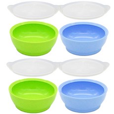 Ilips 防溢出吸附餐具兒童球 STAGE3 12 個月或以上 4p 碗 + 4p 蓋子, 綠色+天藍色, 1組