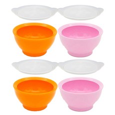 Ilips 防溢出吸附餐具兒童球 STAGE1 4 個月或以上碗 4p + 蓋子 4p, 橘色+粉色, 1組