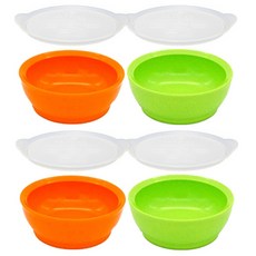 이립스 흘림방지 흡착식기 키즈볼 STAGE3 12개월이상 그릇 4p + 뚜껑 4p, 오렌지, 그린, 1세트