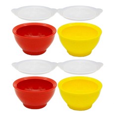 elipse 孩童吸附式餐碗 4入+蓋子 4入, 紅色+黃色, 1組