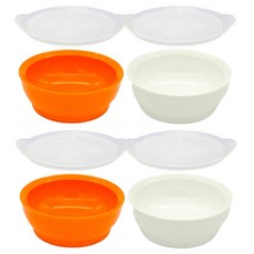 이립스 흘림방지 흡착식기 키즈볼 STAGE3 12개월이상 그릇 4p + 뚜껑 4p, 오렌지, 화이트, 1세트