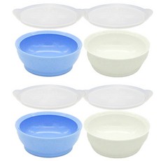 이립스 흘림방지 흡착식기 키즈볼 STAGE3 12개월이상 그릇 4p + 뚜껑 4p, 스카이, 화이트, 1세트