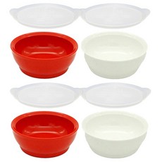 이립스 흘림방지 흡착식기 키즈볼 STAGE3 12개월이상 그릇 4p + 뚜껑 4p, 레드, 화이트, 1세트