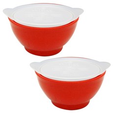 elipse 孩童吸附式餐碗 4個月以上適用 2入+蓋子 2入, 紅色, 1組