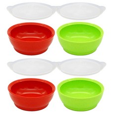 이립스 흘림방지 흡착식기 키즈볼 STAGE3 12개월이상 그릇 4p + 뚜껑 4p, 레드, 그린, 1세트