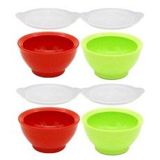 Ilips 防溢出吸附餐具兒童球 STAGE1 4 個月或以上碗 4p + 蓋子 4p, 紅色+綠色, 1組