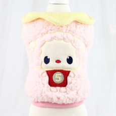 ECODY 寵物專用小羊圖案刺繡絨毛背心, 粉色的