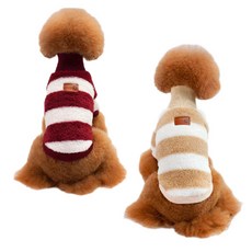 Petnine 寵物狗貓喀什米爾條紋毛衣 紅酒色 + 米色, 混合顏色