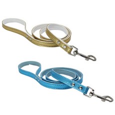펫나인 강아지와 고양이 인조 뱀피 스타일 견인 리드줄 골드 + 블루, 1세트