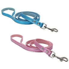 펫나인 강아지와 고양이 인조 뱀피 스타일 견인 리드줄 블루 + 핑크, 1세트