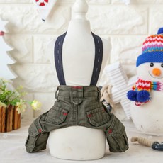 ECODY 寵物專用牛仔吊帶褲, 玻璃綠