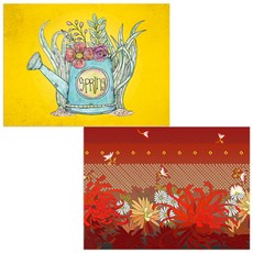 Bellamusic 矽膠餐墊 2入 紅色菊花 + 花盆05, 混合顏色, 385 x 285 mm, 1個