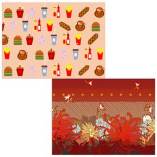 印尼 Bella 矽膠餐墊 2入 紅菊花 + 即時, 混合顏色, 385 x 285 mm, 2個