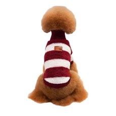 Petnine 狗貓羊絨條紋毛衣, 紅酒色