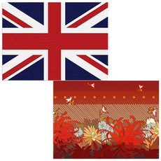 印尼 Bella 矽膠餐墊 2入 紅色菊花 + 英國國旗, 混合顏色, 385 x 285 mm, 2個