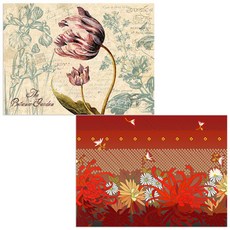 印尼 Bella 矽膠餐墊 2入 紅菊花 + 植物園, 混合顏色, 385 x 285 mm, 2個