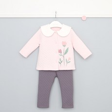 큐비앤맘 여아용 아이리스 카라 보온 상하 세트