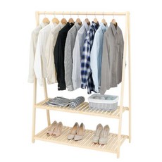 KAZT 木質寬置物衣架 雙層, 單色