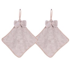 이코디 스퀘어 리본 주방 수건, 브라운, 2개입