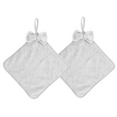 이코디 스퀘어 리본 주방 수건, 그레이, 2개입