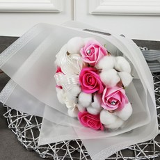 블뤼엔 솜사탕목화 꽃다발 비누꽃, 핑크, 1개
