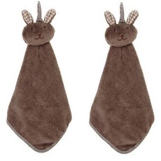 이코디 래빗 벨벳 주방 수건, 브라운, 2개