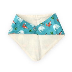 도트레코드 유아동용 코끼리와여우블루 광목 스카프빕 삼각형