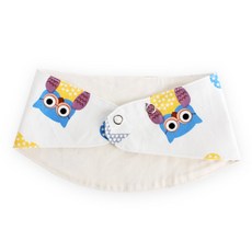 도트레코드 유아동용 화이트부엉이 광목 스카프빕 바나나형
