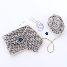 mellow 素色保暖圍巾針織線組, 淺灰, 1套