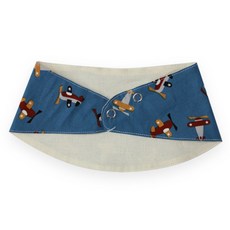 도트레코드 유아동용 비행기블루 광목 스카프빕 바나나형