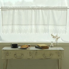 Heim&Heim New Solbi蕾絲廚房門簾, 白色
