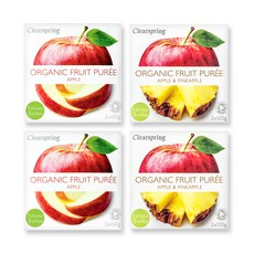 클리어스프링 영국 오가닉 과일 퓨레 세트, 1세트, 사과 4p + 사과파인애플 4p