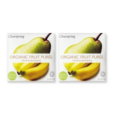 클리어스프링 영국 오가닉 과일 퓨레, 배 + 바나나 혼합맛, 4개입