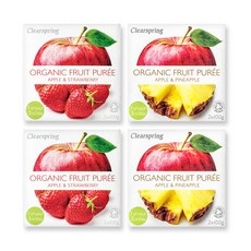 클리어스프링 영국 오가닉 과일 퓨레 세트, 1세트, 사과딸기 4p + 사과파인애플 4p