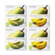 클리어스프링 영국 오가닉 과일 퓨레 세트, 1세트, 배 4p + 배바나나 4p