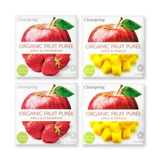 클리어스프링 영국 오가닉 과일 퓨레 세트, 1세트, 사과딸기 4p + 사과망고 4p