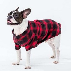 Bella Focus 法蘭絨狗狗格紋襯衫, 黑色 + 紅色