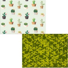 Bellamusic 矽膠餐墊 2入 藤蔓檸檬 + 多肉仙人掌2, 混合顏色, 385 x 285 mm, 1個