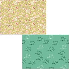 印尼 Bella 矽膠餐墊 2入 木蘭3 綠色 + 花朵圖案, 混合顏色, 385 x 285 mm, 2個