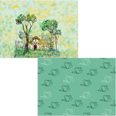 印尼 Bella 矽膠餐墊 2入 木蘭3 綠色 + 快樂小屋, 混合顏色, 385 x 285 mm, 1個