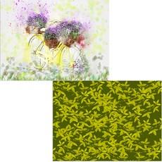 印尼 Bella 矽膠餐墊 2入 藤蔓檸檬 + 自行車花盆, 混合顏色, 385 x 285 mm, 2個