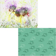 印尼 Bella 矽膠餐墊 2入 木蘭3 綠色 + 自行車花盆, 混合顏色, 385 x 285 mm, 1個